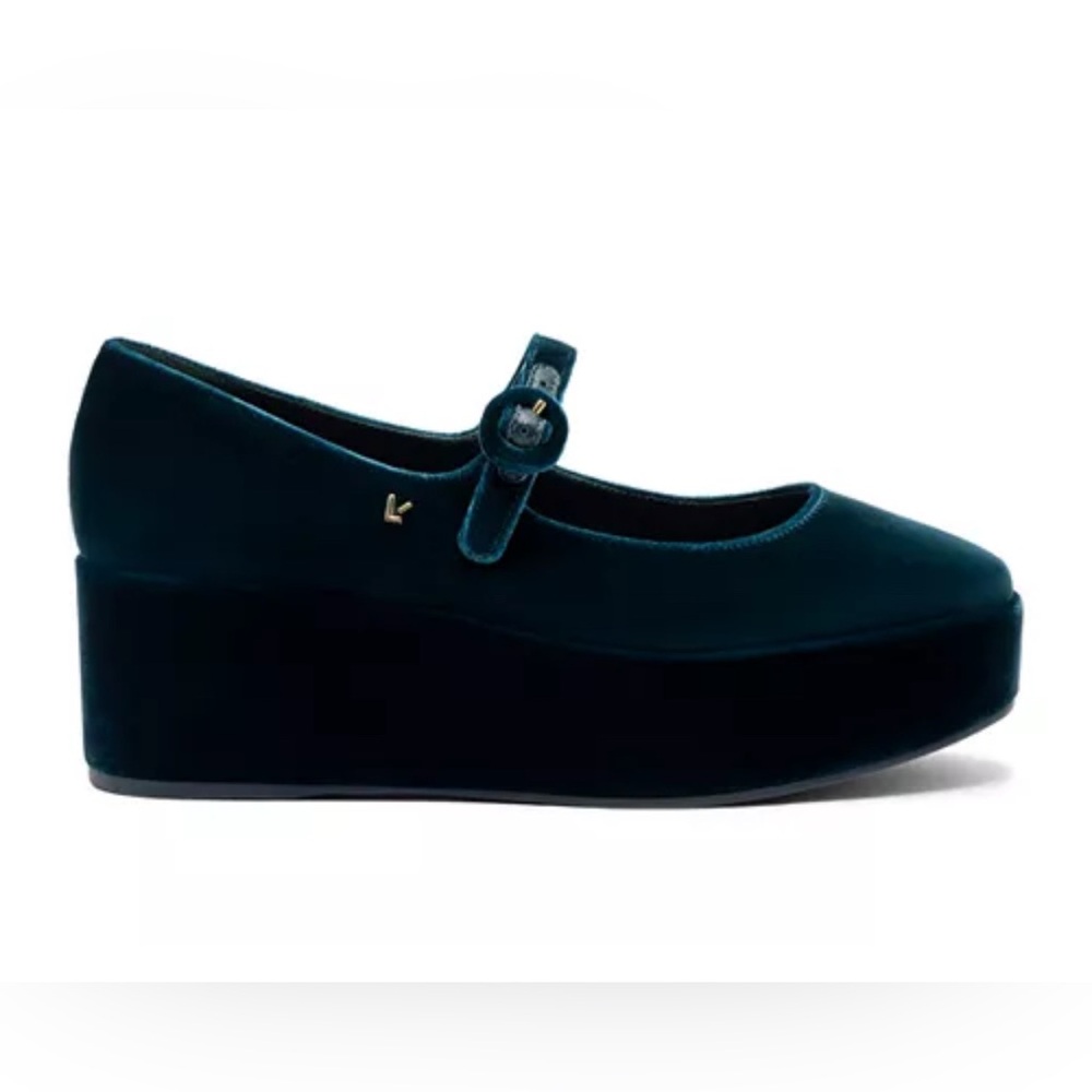 Larroude Blair Flatform In Deepsea Velvet - Picture 7 of 9